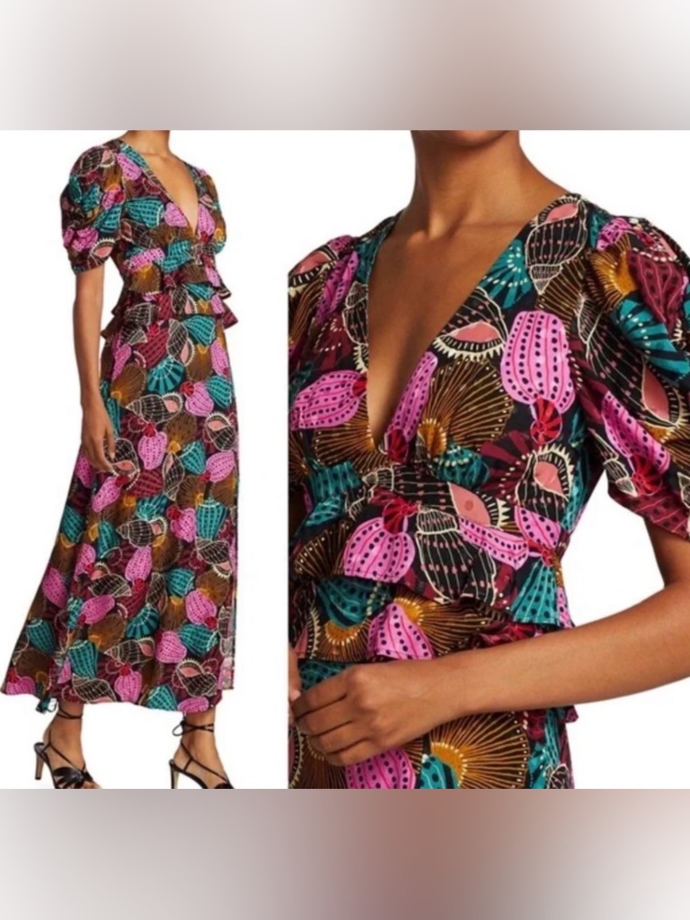 FARM Rio Shell Mix Midi Dress - Picture 2 of 4